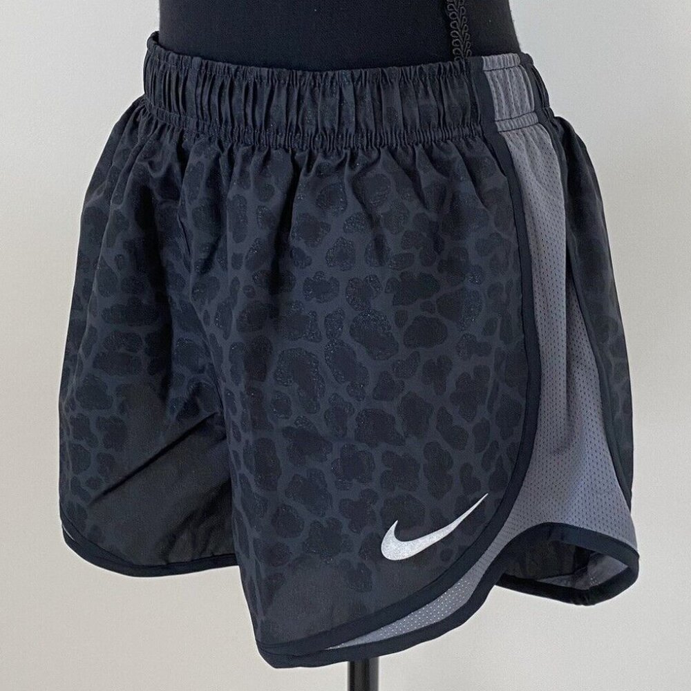 ❤NeW❤ NIKE TEMPO LEOPARD ATHLETIC DRI-FIT SHORTS Large L Black /Silver Glitter